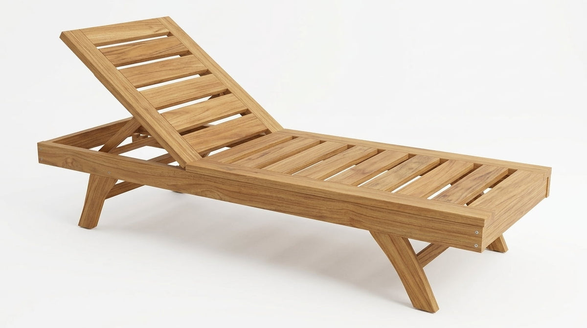 Teak sun lounger Finns – boho outdoor furniture handcrafted in Bali by BaliSouk – set of 2