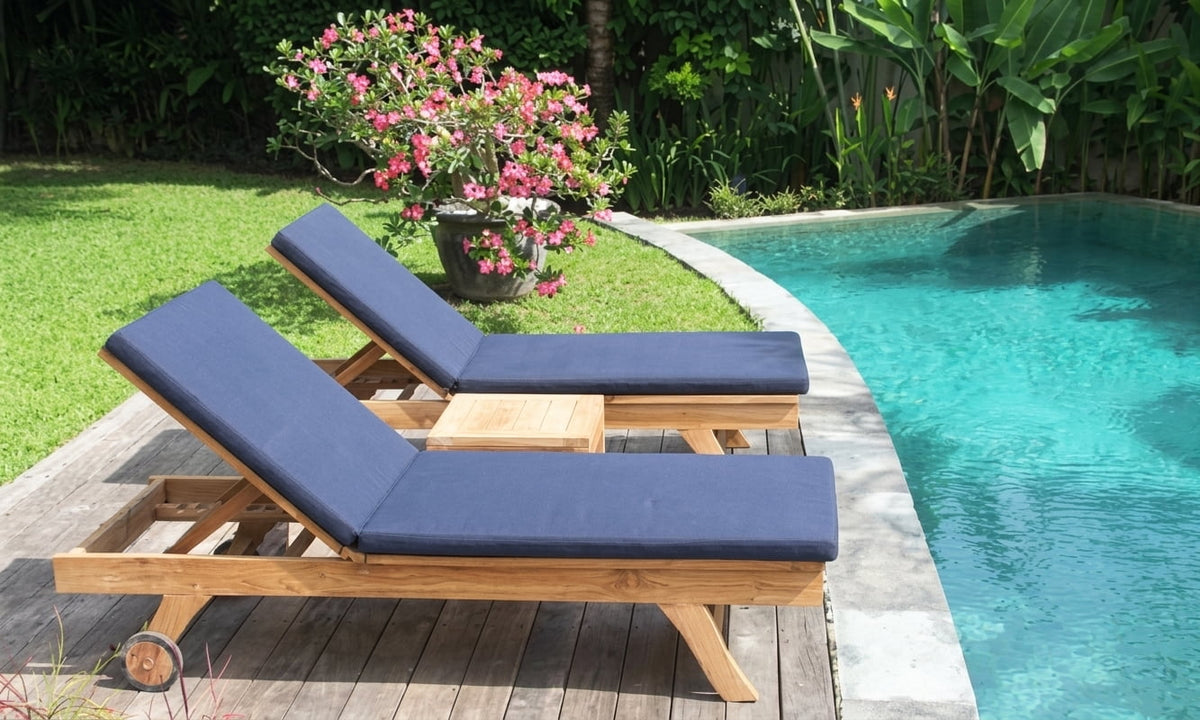 Teak sun lounger Finns – boho outdoor furniture handcrafted in Bali by BaliSouk (view 4) – set of 2