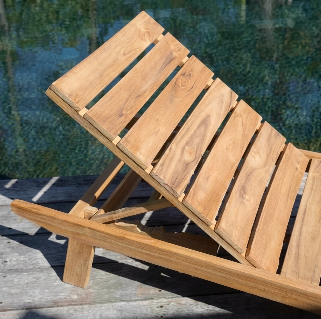 Teak sun lounger Robin – boho outdoor furniture handcrafted in Bali by BaliSouk (view 3) – set of 2