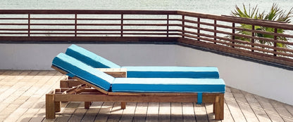 Teak sun lounger Marco – boho outdoor furniture handcrafted in Bali by BaliSouk (view 3) – set of 2