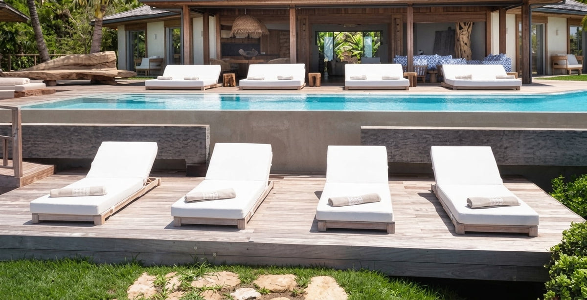 Teak sun lounger Go – boho outdoor furniture handcrafted in Bali by BaliSouk (view 3) – set of 2
