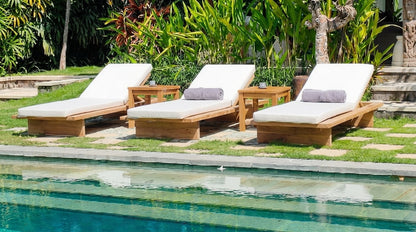 Teak sun lounger Nepi – boho outdoor furniture handcrafted in Bali by BaliSouk (view 2) – set of 2