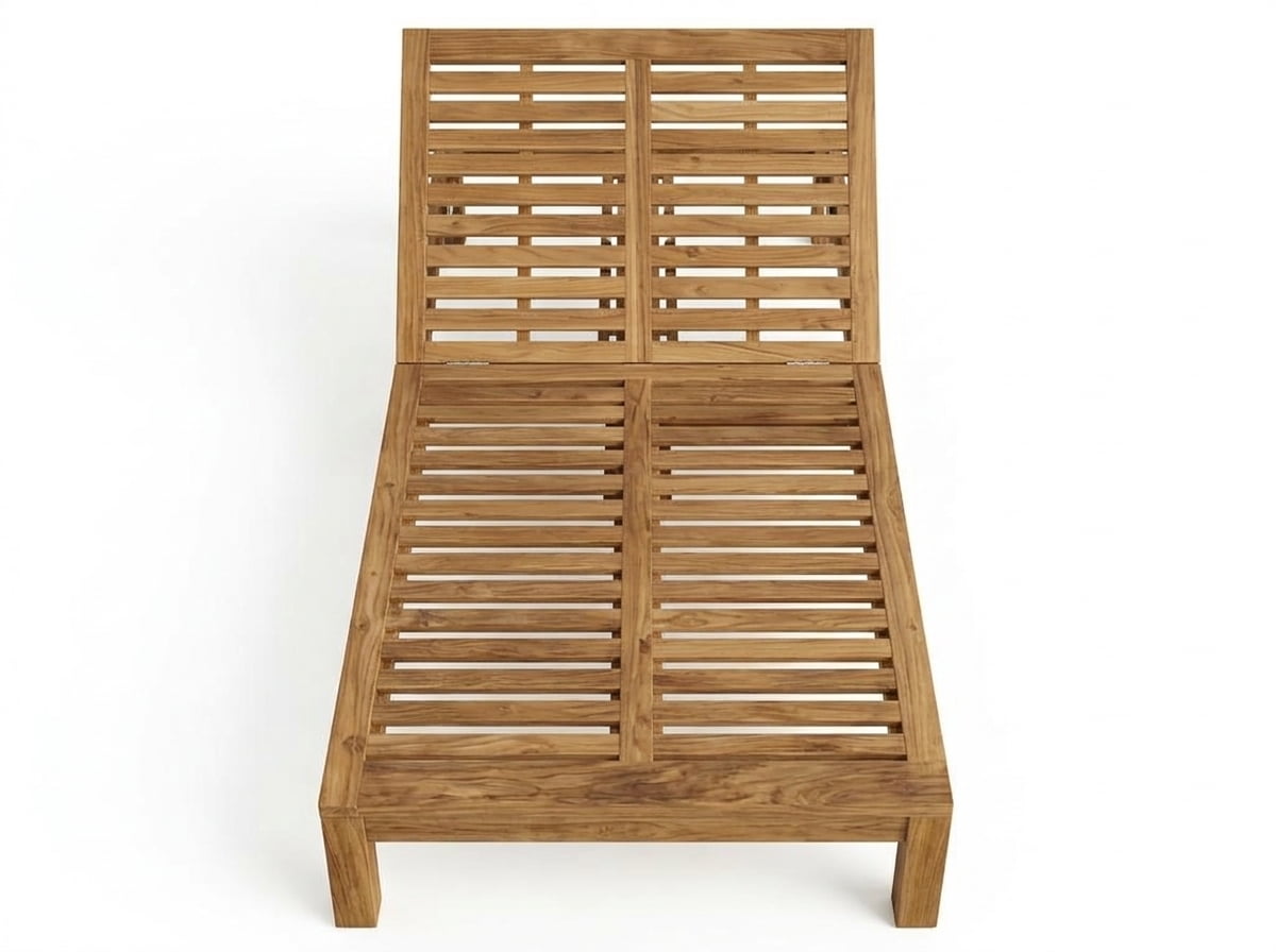 Teak sun lounger Go Double – boho outdoor furniture handcrafted in Bali by BaliSouk (view 3) – set of 2