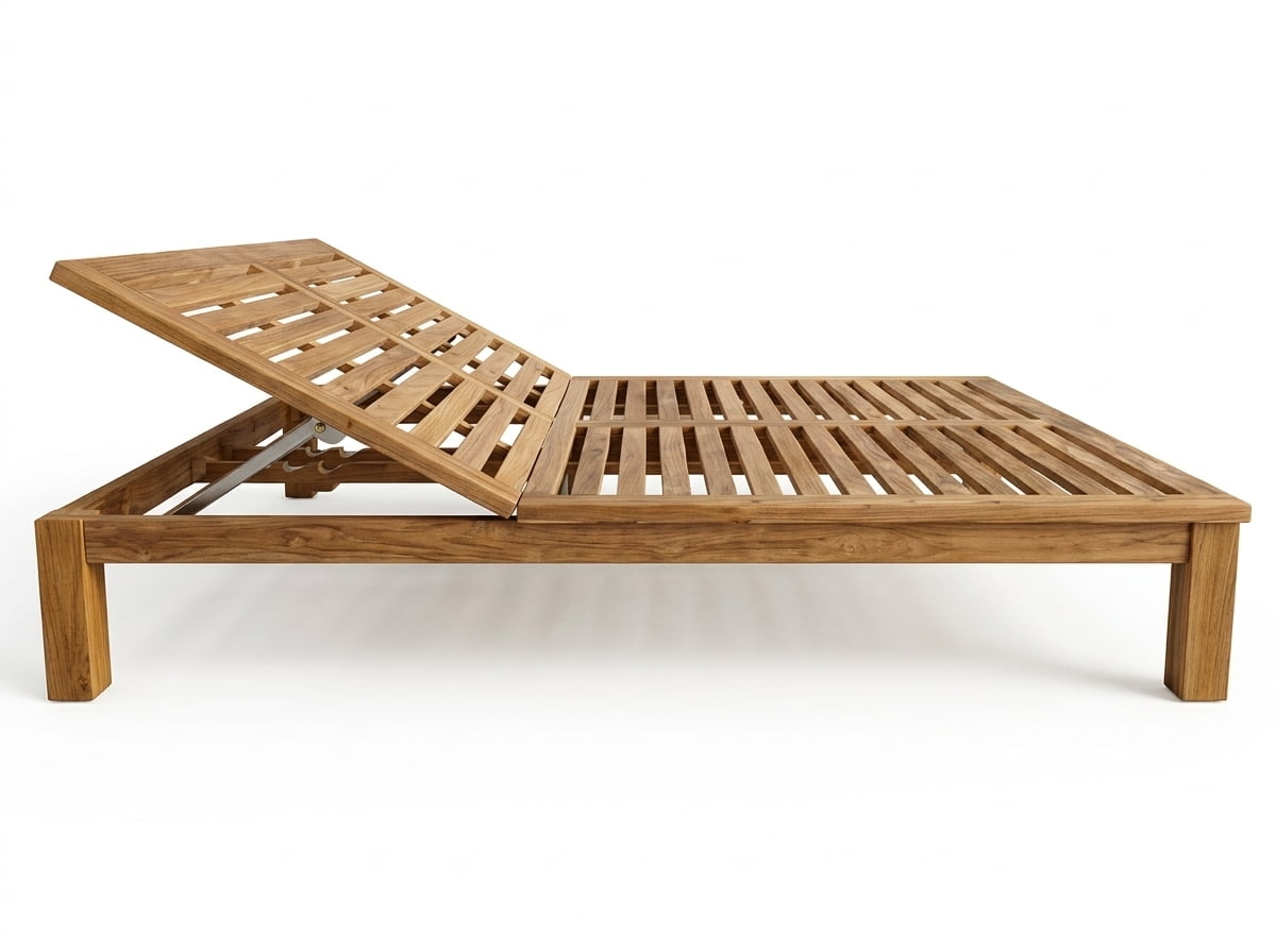 Teak sun lounger Go Double – boho outdoor furniture handcrafted in Bali by BaliSouk (view 4) – set of 2