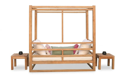 Teak sun lounger Fernando – boho outdoor furniture handcrafted in Bali by BaliSouk (view 3) – set of 2