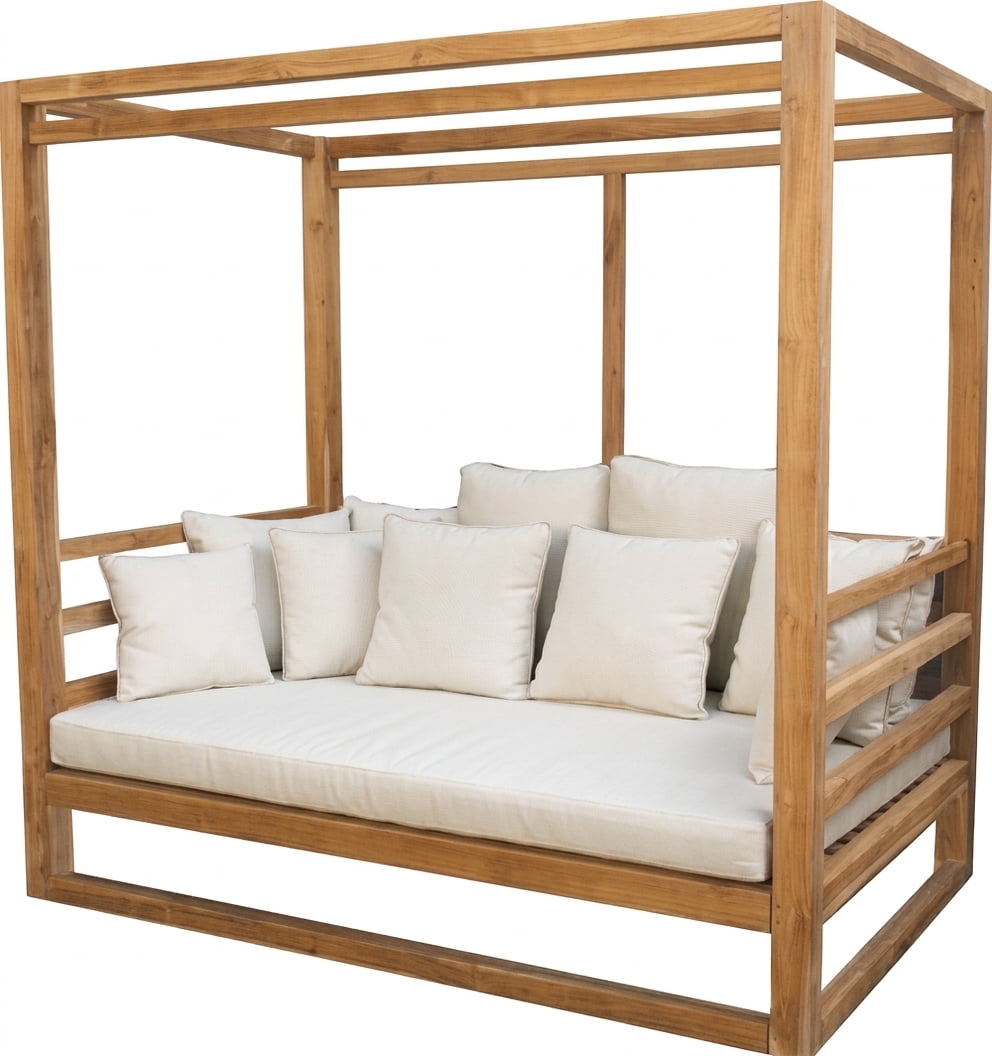 Teak sun lounger Fernando – boho outdoor furniture handcrafted in Bali by BaliSouk (view 6) – set of 2
