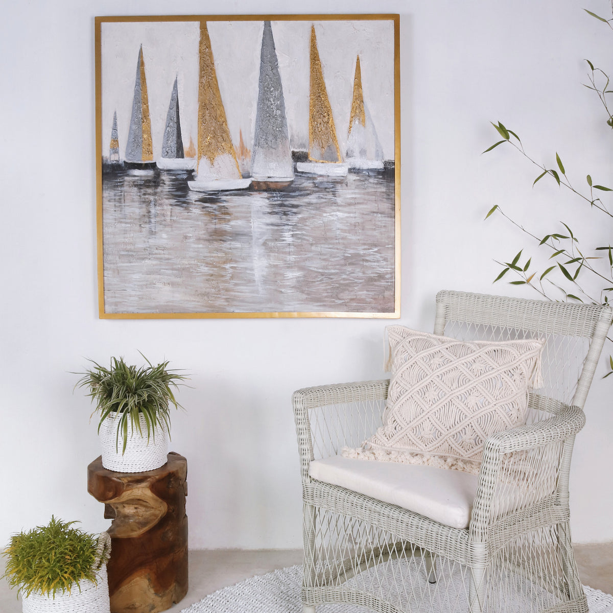 Lanca painting in natural materials – boho decor by BaliSouk