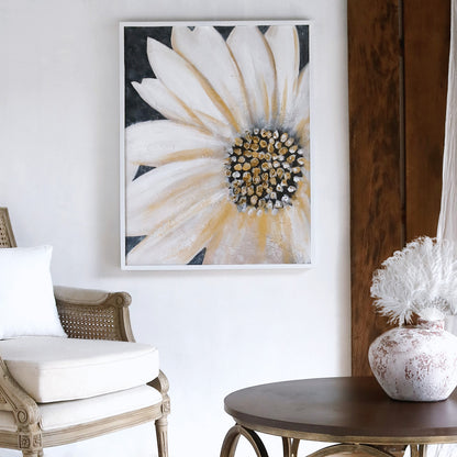 Wooden painting Lanca Flower – boho decor, handwoven and handmade in Bali