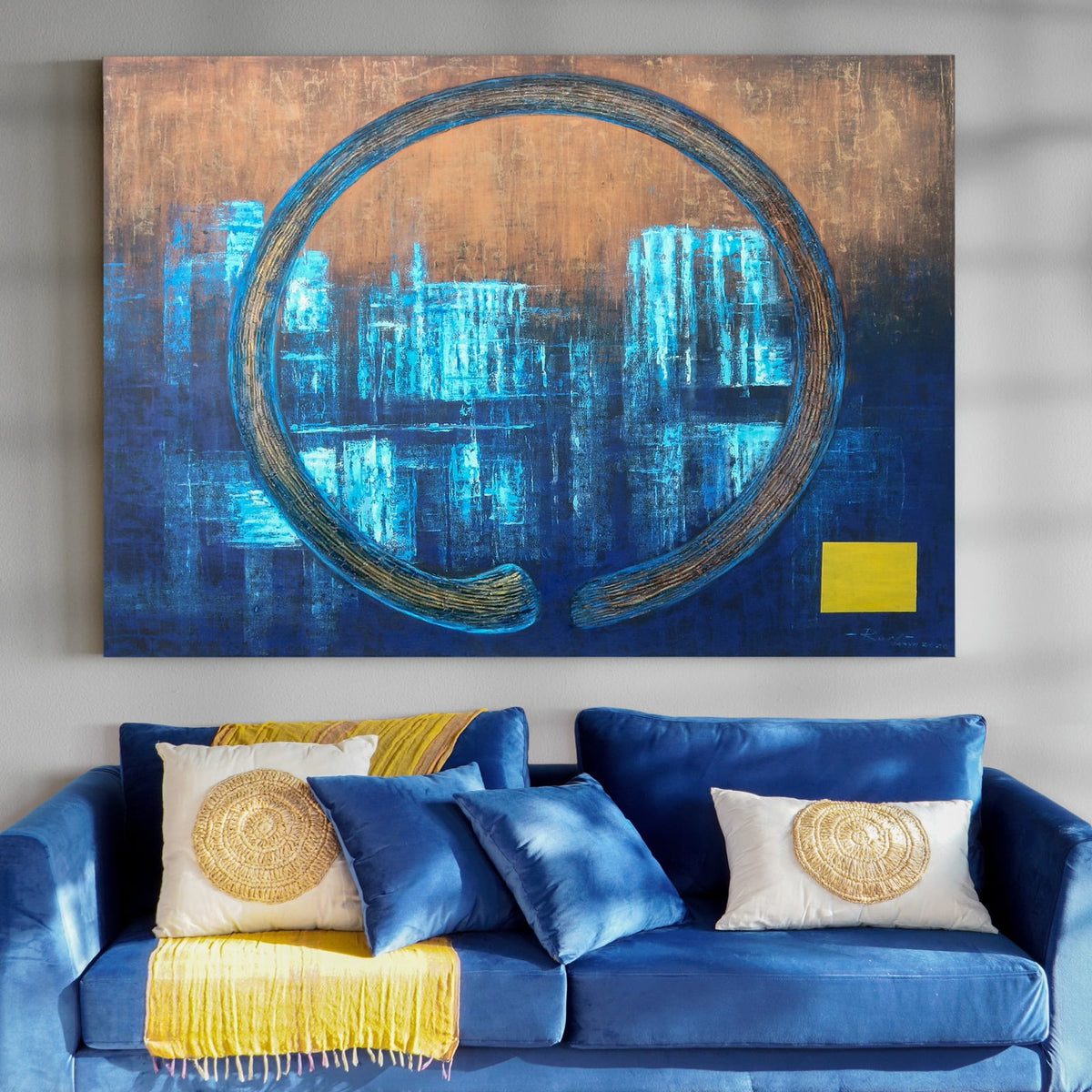 Canvas painting – Huma – boho decor handmade in Bali by BaliSouk