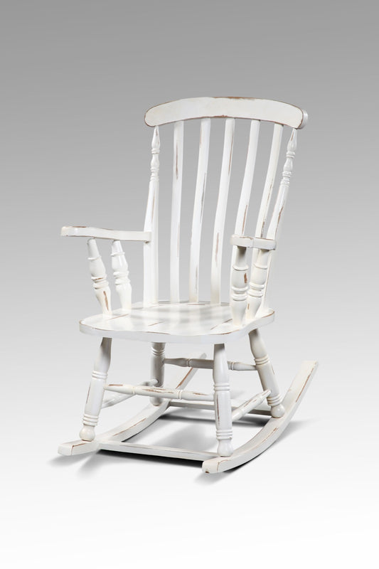 Boho solid teak rocking chair El Nino without cushion, crafted by hand in Bali