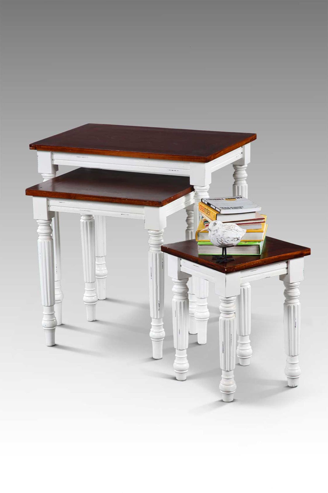 Mahogany side table Brigette – boho furniture handcrafted in Bali by BaliSouk