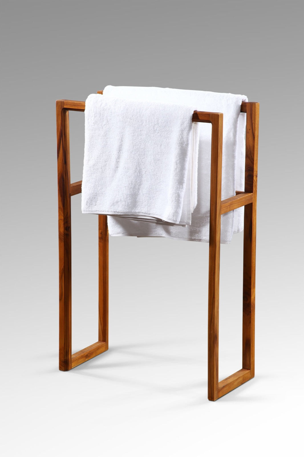 Handmade teak towel rack – the Hanger, boho furniture made in Bali