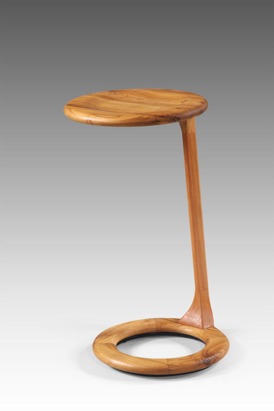 Boho solid teak side table Boomerang, handcrafted in Bali for the living room