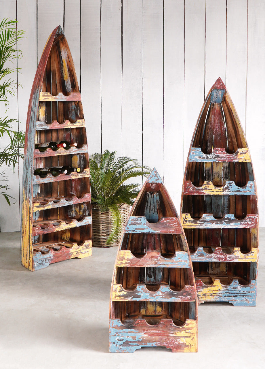 Rainer Boat Jungle wine rack in natural materials – handmade boho furniture from Bali