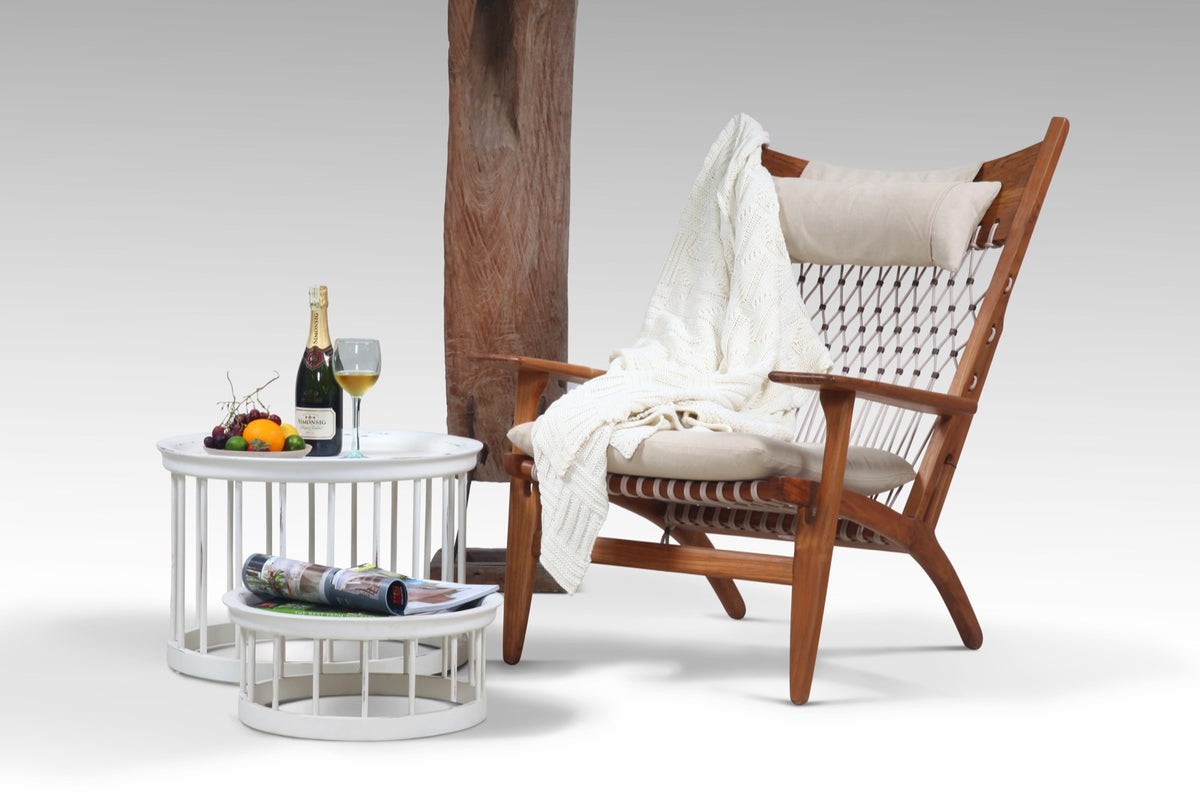 Teak high-back chair – Roxana Back, natural natural materials in boho style