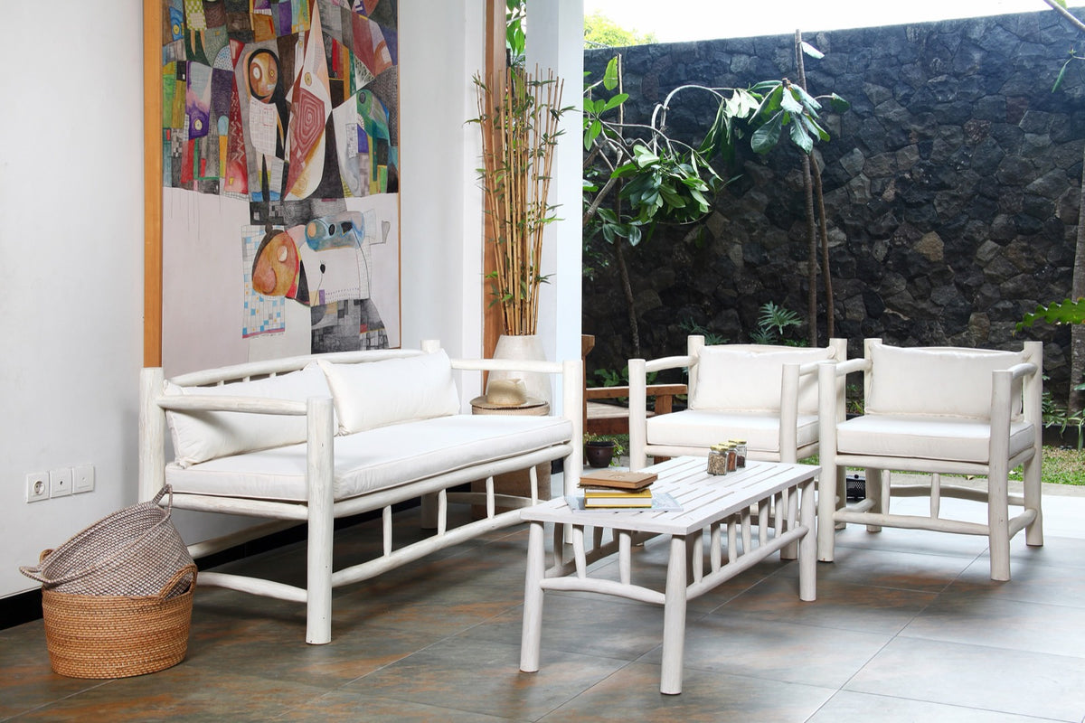Teak branch sofa – Kristiansand, natural natural materials in boho style