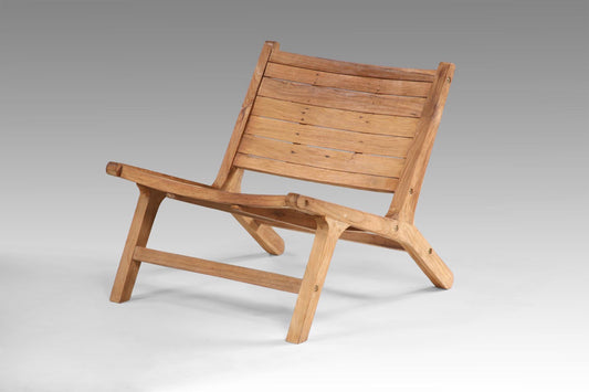 Boho solid teak chair Catamia without cushion, handmade in Bali
