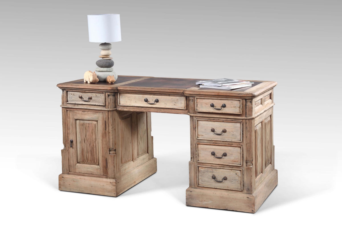Teak desk Theodor – boho furniture, handwoven and handmade in Bali