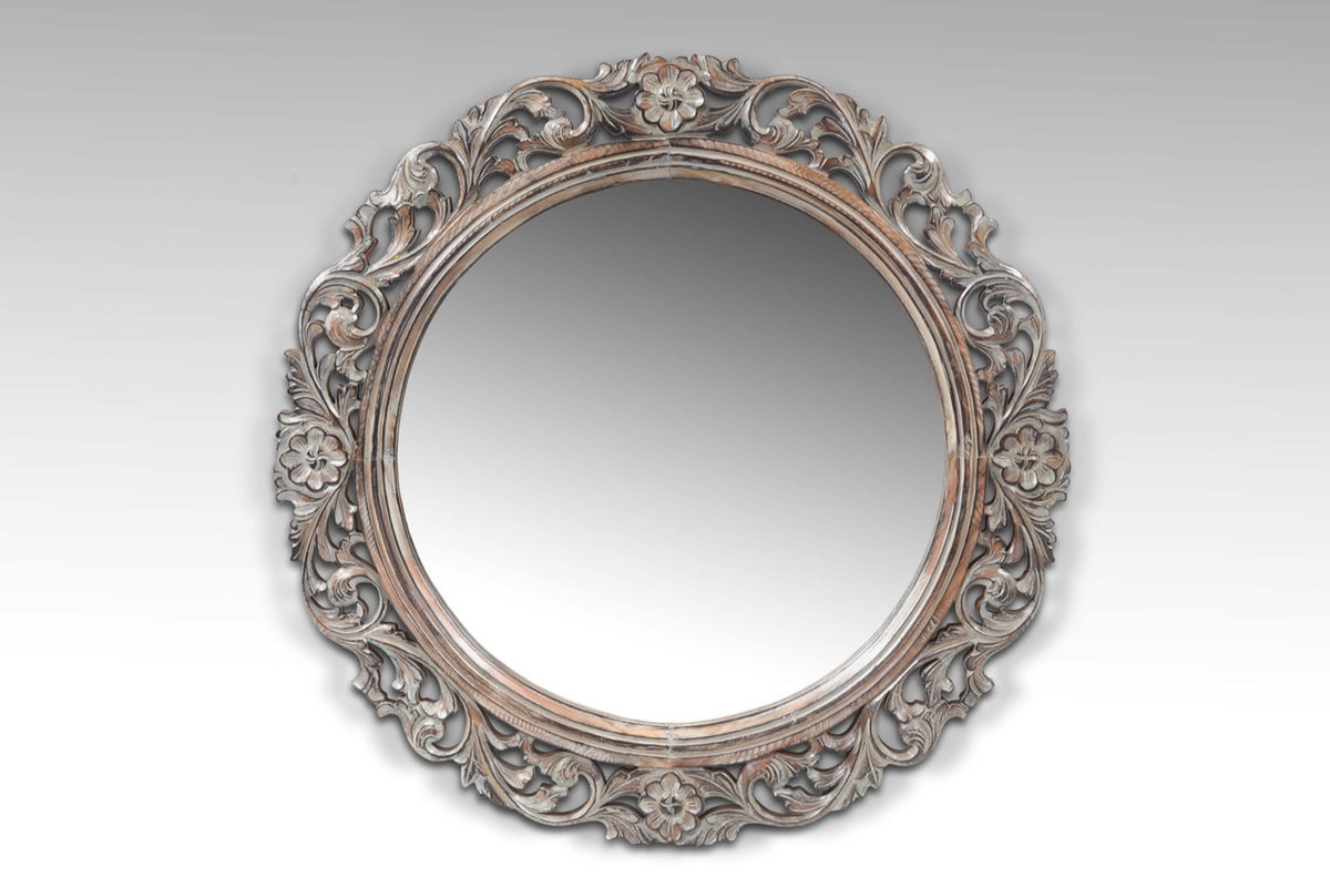 Mahogany mirror – Indore – boho decor handmade in Bali by BaliSouk