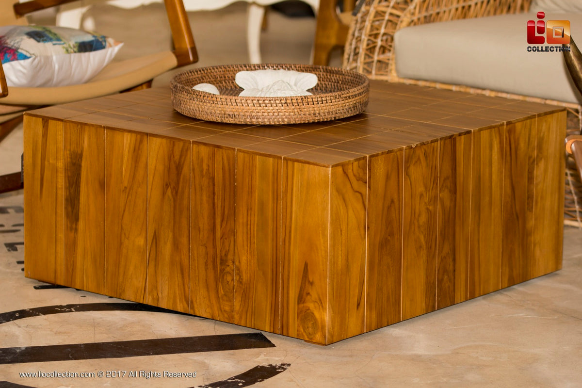 Teak coffee table Matrix – boho furniture handcrafted in Bali by BaliSouk