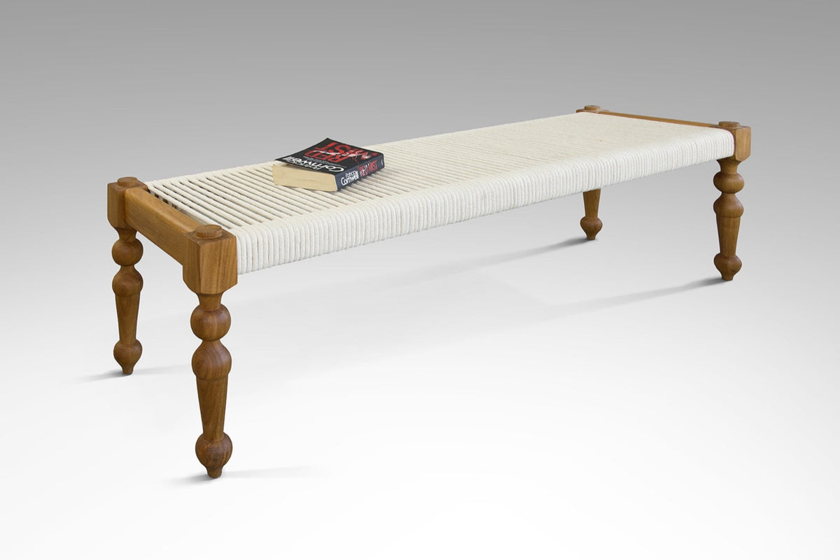 Teak bench Ulrik – boho furniture handcrafted in Bali by BaliSouk