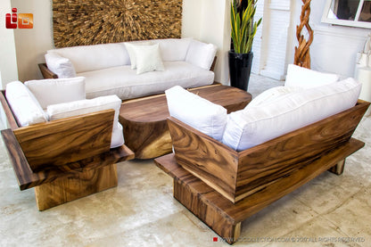 Handcrafted suar wood sofa – Donna Karan, boho furniture from BaliSouk