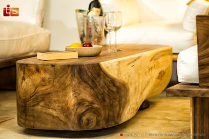 Suar wood coffee table Donna Karan – boho furniture, handwoven and handmade in Bali
