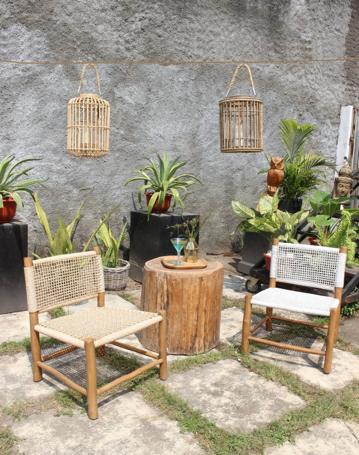 Teak dining chair – London, natural natural materials in boho style
