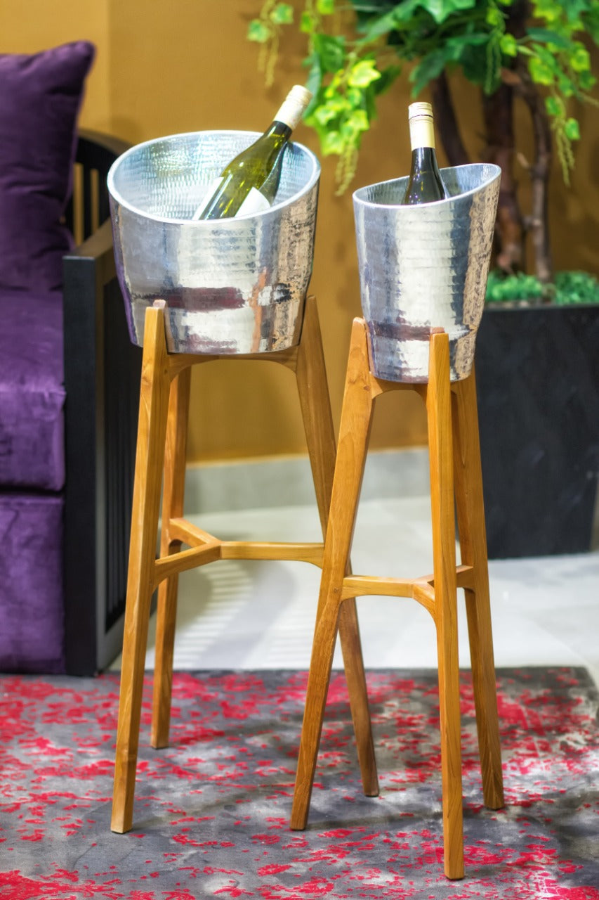 Teak pot Ypatia Wine – boho decor, handwoven and handmade in Bali