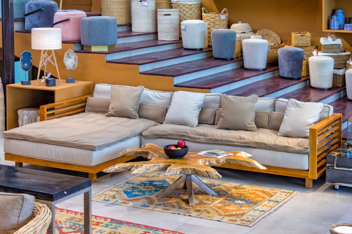 Teak sofa Milano L-Shape – boho furniture, handwoven and handmade in Bali