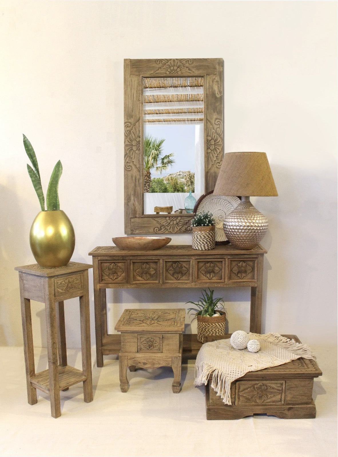 Mahogany mirror – Marocco – boho decor handmade in Bali by BaliSouk