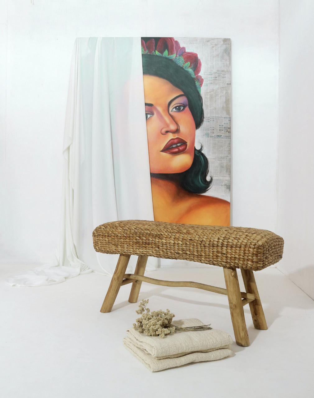Water hyacinth bench – Casablanca – boho furniture handmade in Bali by BaliSouk