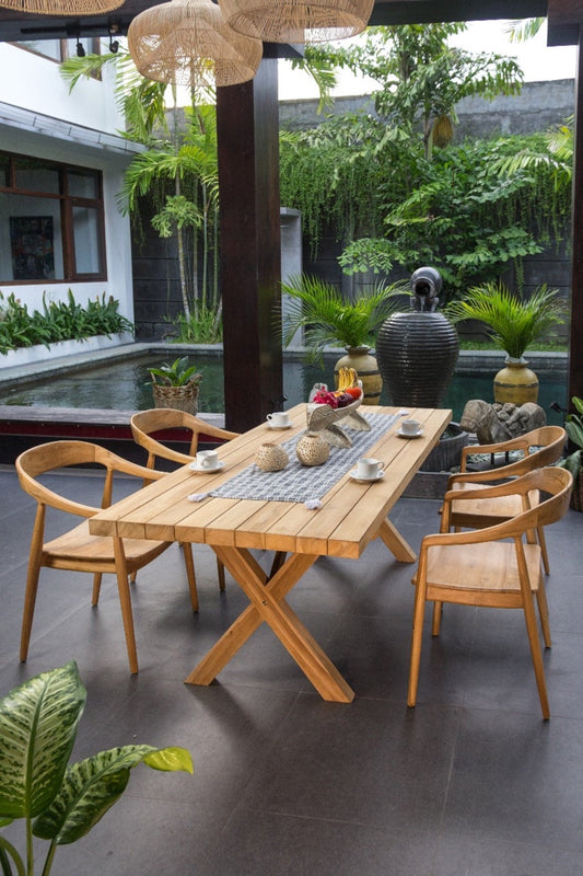 Gecena Dining Table With X Legs, Knockdown