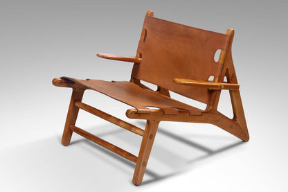 Boho solid teak and leather armchair Ibiza Lazy, handcrafted in Bali