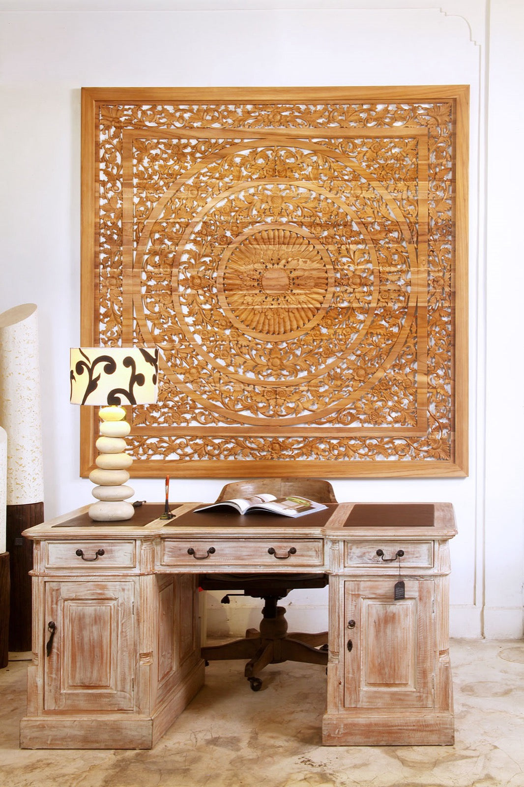 Teak desk – Theodor – boho furniture handmade in Bali by BaliSouk