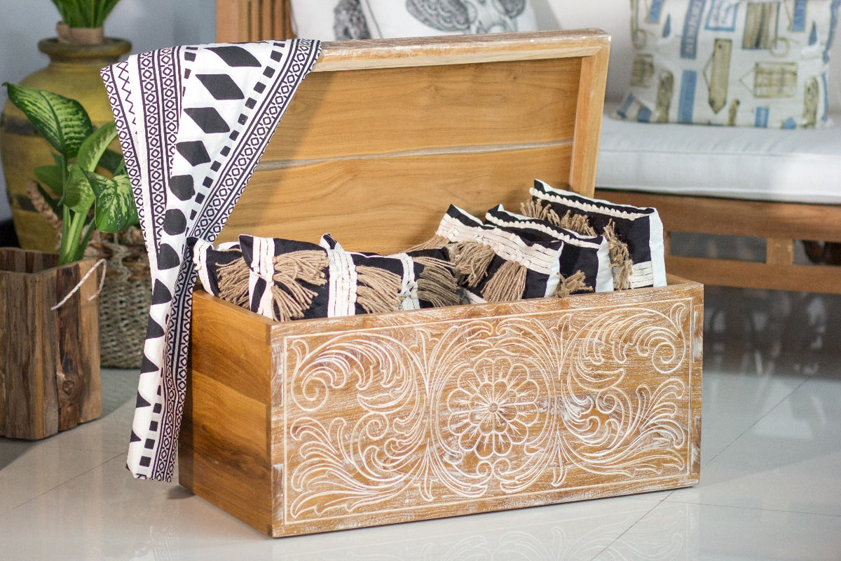 Teak box – Caroline, natural natural materials in boho style