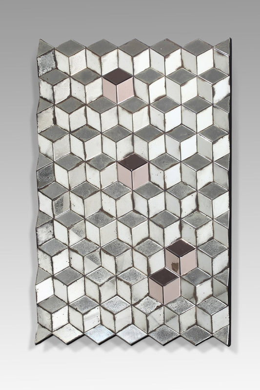 Boho glass mirror Geometric Cube, set of 2, crafted by hand in Bali