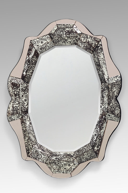 Boho glass mirror Ornament Classis Shape, set of 2, handmade in Bali