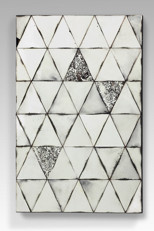 Boho glass mirror Triangle with ornament, set of 2, handcrafted in Bali