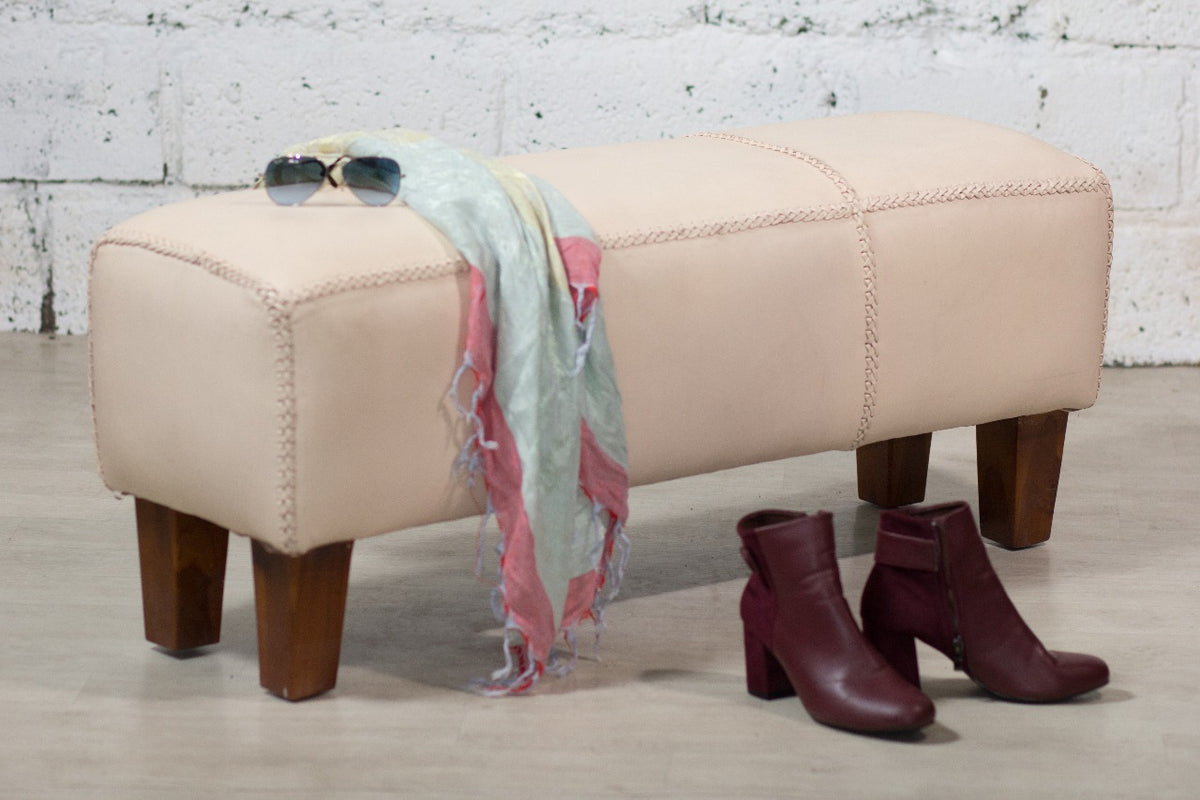 Leather bench Buffalo – boho furniture handcrafted in Bali by BaliSouk