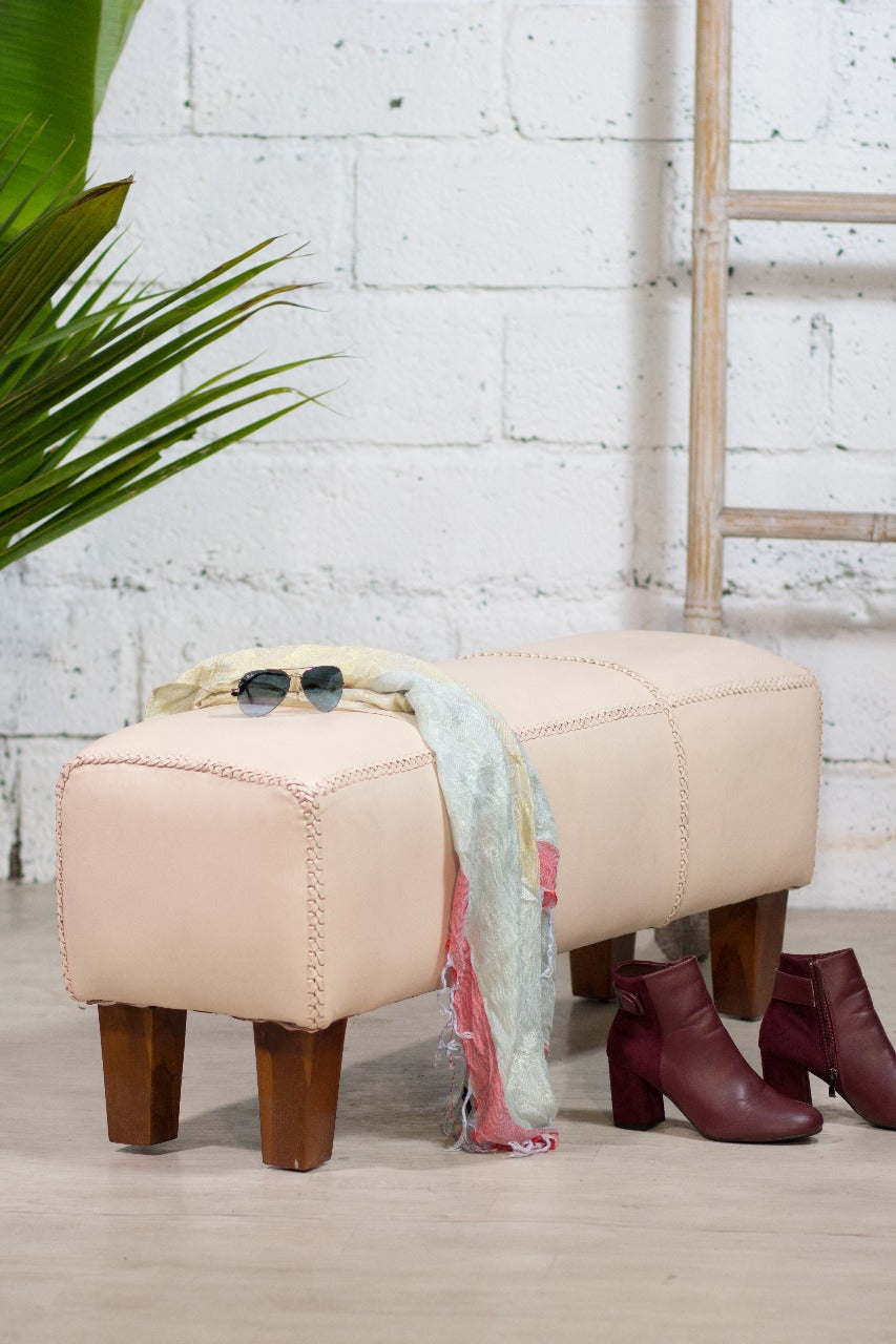 Leather bench Buffalo – handmade in Bali, boho style