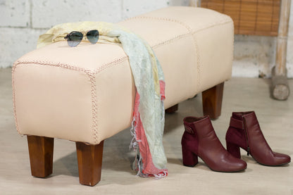 Leather bench Buffalo – boho furniture, handwoven and handmade in Bali