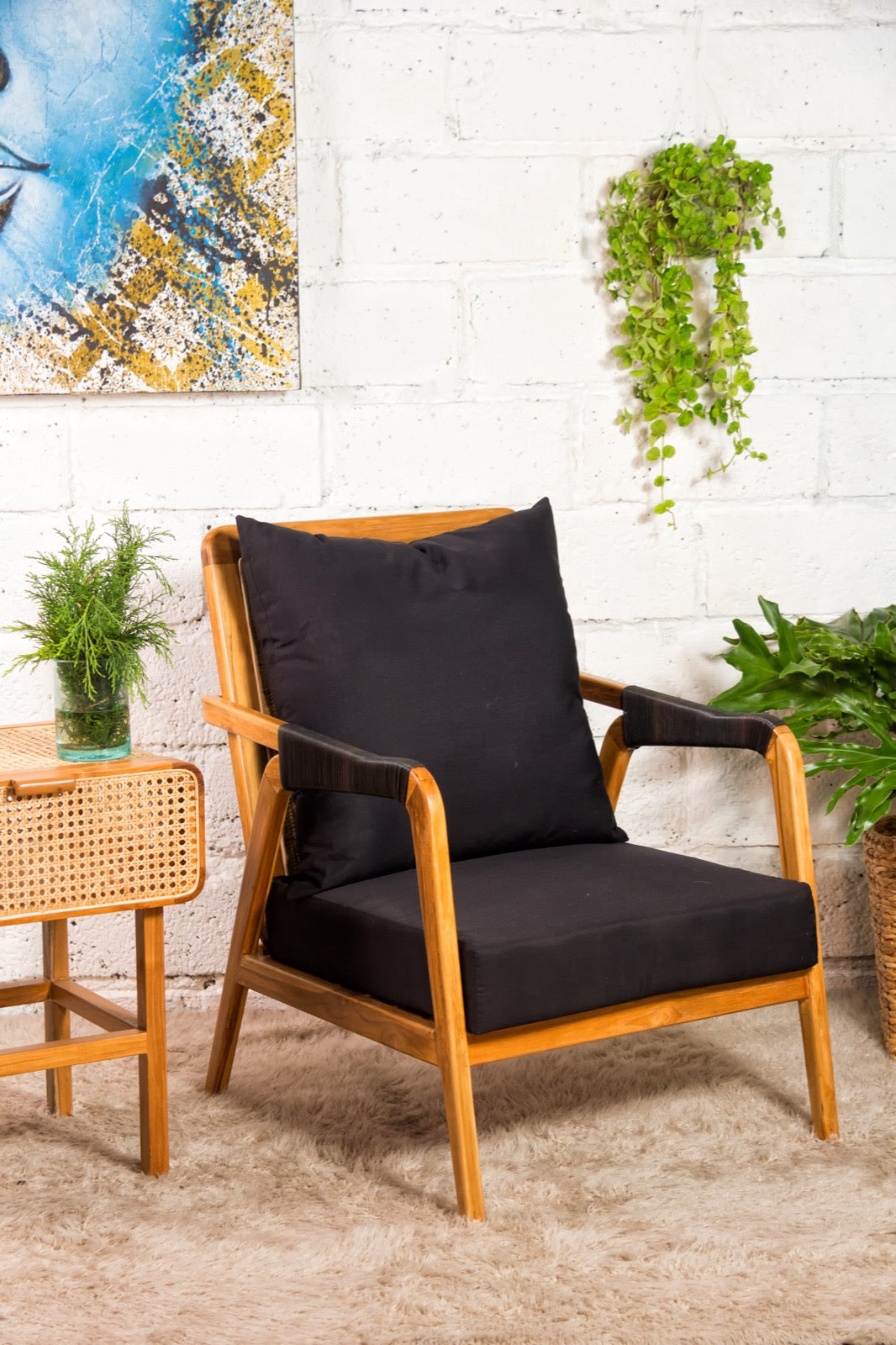 Duta Arm Chair With Black Seat & Back Cushion