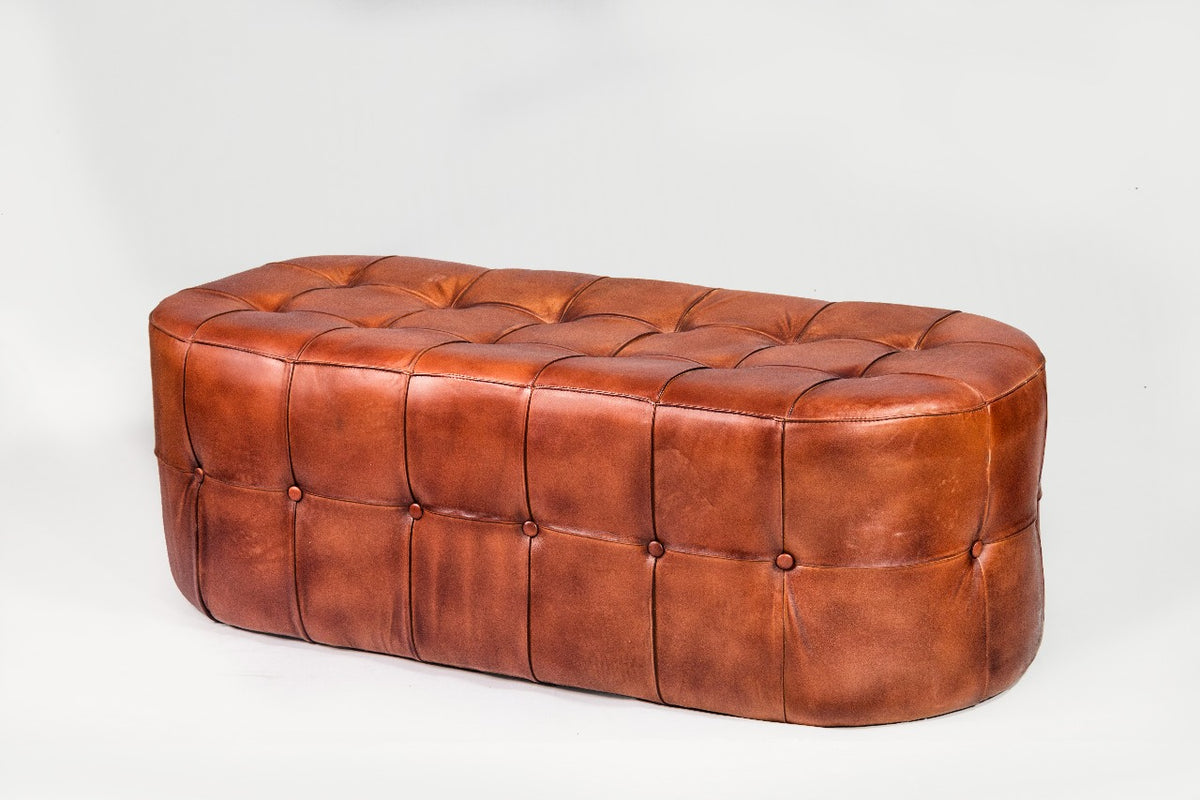 Leather bench – Carsten, natural natural materials in boho style