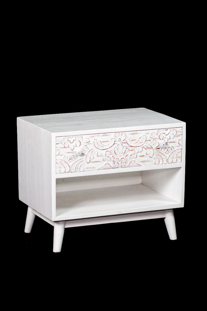 Mahogany bedside table – Medan, natural natural materials in boho style
