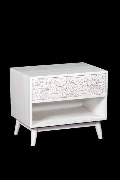Mahogany bedside table – Medan, natural natural materials in boho style