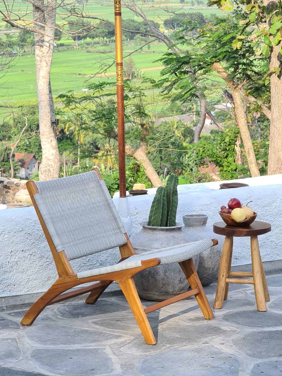 Teak chair Paris Catania Synthetic – boho furniture, handwoven and handmade in Bali