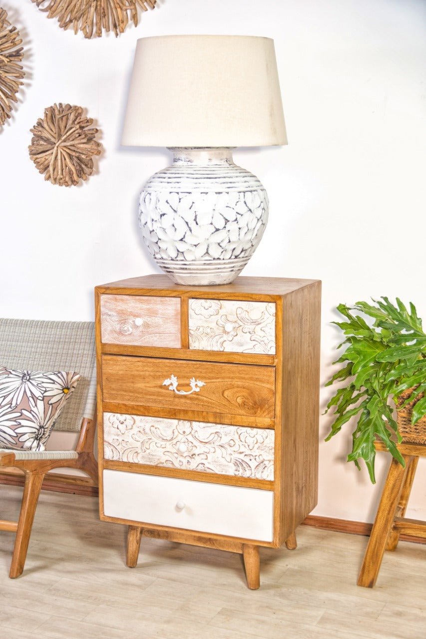 Medan Cabinet 5 Drawers / Straight Edge Border