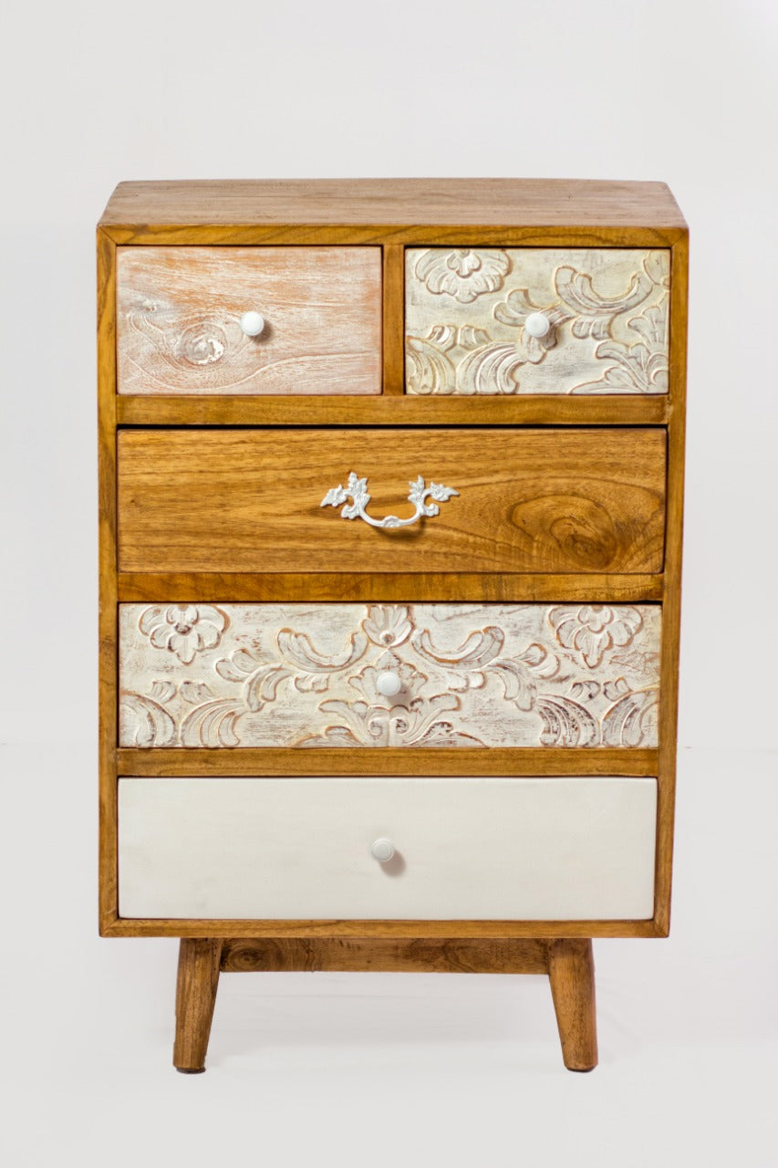 Medan Cabinet 5 Drawers / Straight Edge Border chest of drawers by BaliSouk – boho furniture made in Bali