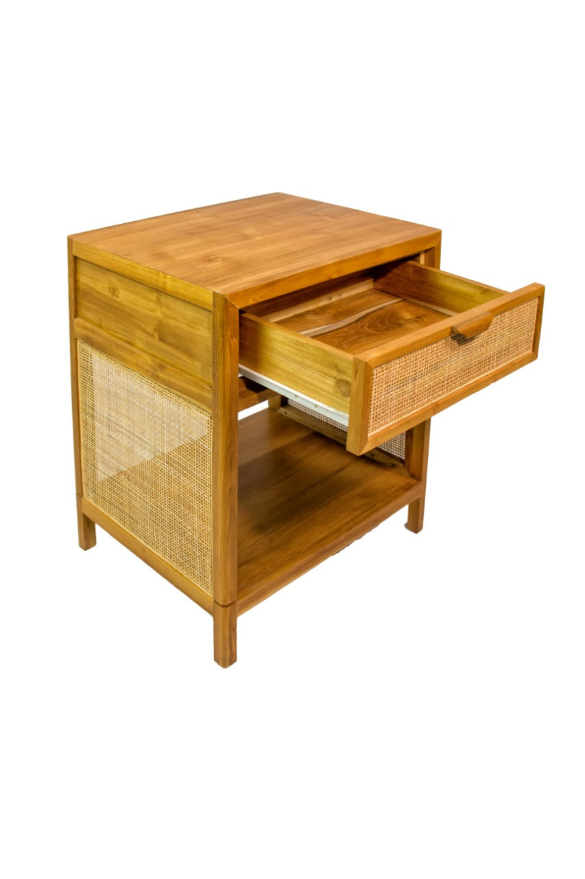 Teak side table – Kyknos, natural natural materials in boho style